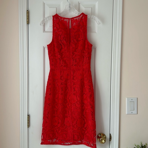 J Crew Lace Sheath Dress- Coral size 0 - Picture 4 of 12